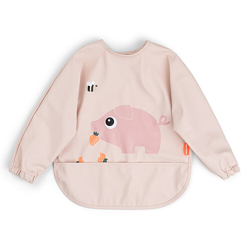 Done by Deer Bavoir à Manches avec Poche Tiny Farm Rose - 6/18 Mois