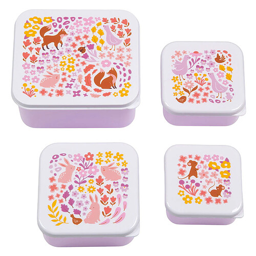 A Little Lovely Company Lot de 4 Boîtes à Goûter - Fleurs du Jardin