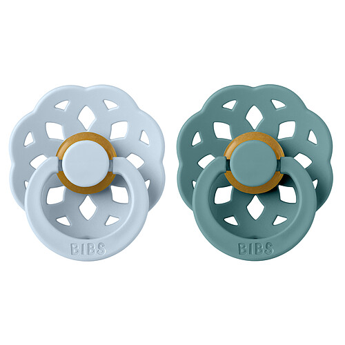Bibs Lot de 2 Sucettes Rondes Boheme Baby Blue & Island Sea - 0/6 Mois
