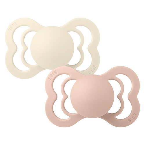 Bibs Lot de 2 Sucettes Symétriques Suprême Ivory & Blush - 6/18 Mois