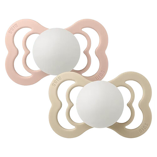 Bibs Lot de 2 Sucettes Symétriques Suprême Glow Blush & Vanilla - 0/6 Mois