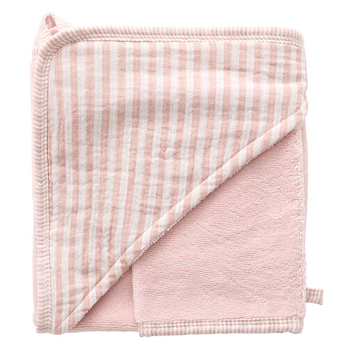 BB&Co Cape de Bain et Gant - Rayé Vieux Rose