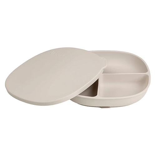 b.box for kids Assiette Compartimentée à Ventouse et Couvercle - Latte