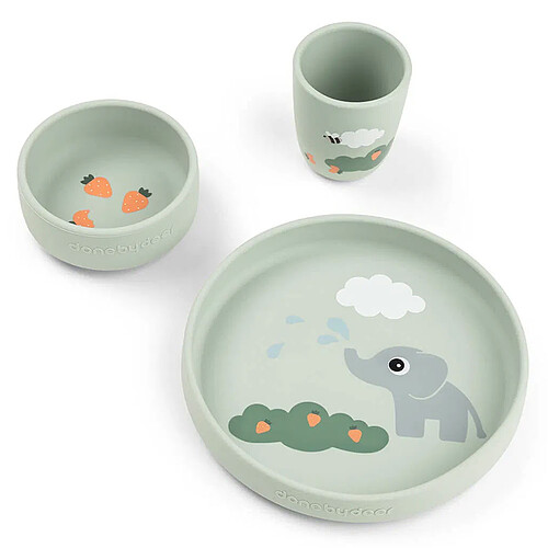 Coffret Repas 3 Pièces Stick & Stay - Elphee Vert