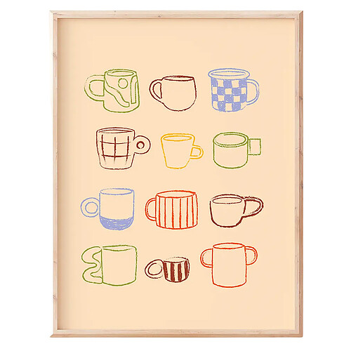 Ma petite vie Affiche Les Tasses - 40 x 30 cm