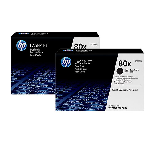 HP 80X Pack de 2 (CF280XD) - Noir