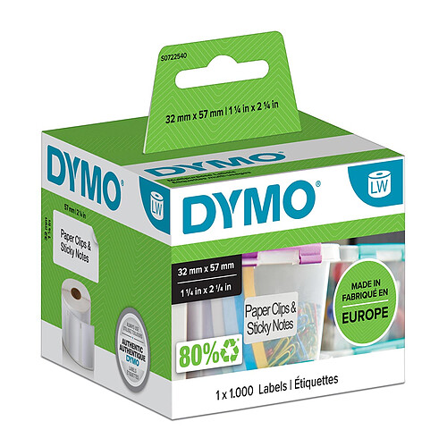 DYMO Pack de 1000 Etiquettes Multi-usage pour imprimante LabelWriter - 57 x 32 mm