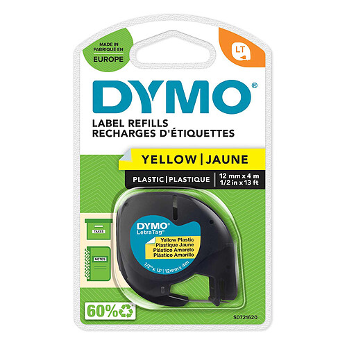 DYMO LetraTAG Ruban d'étiqueteuse Noir/Jaune