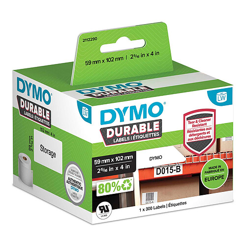 DYMO LW Rouleau d'étiquettes universelles permanentes blanches - 102 x 59 mm