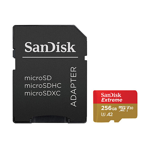 SanDisk Extreme microSDXC UHS-I U3 256 Go + Adaptateur SD