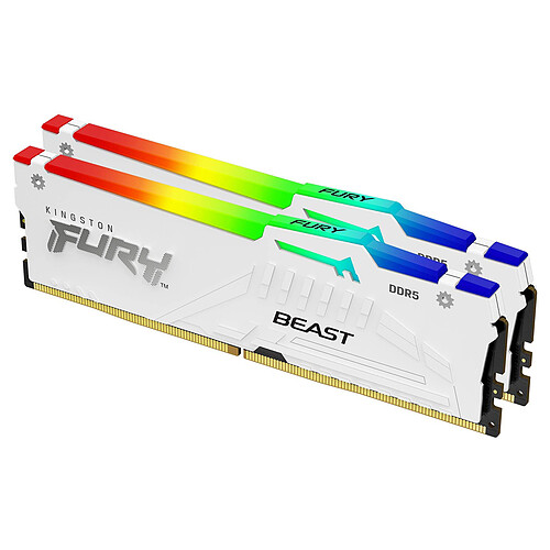 Kingston FURY Beast RGB 64 Go (2 x 32 Go) DDR5 6000 MHz CL30 - Blanc