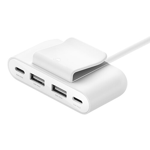 Belkin Hub de charge avec 4 ports USB-C et USB-A pour voiture (Blanc)