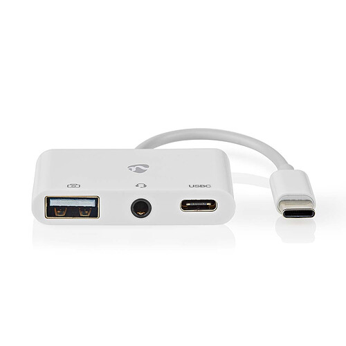 Nedis adaptateur Multi-Ports USB-C vers 1xUSB-A + 1x USB-C + 1x Jack 3.5 mm - Blanc