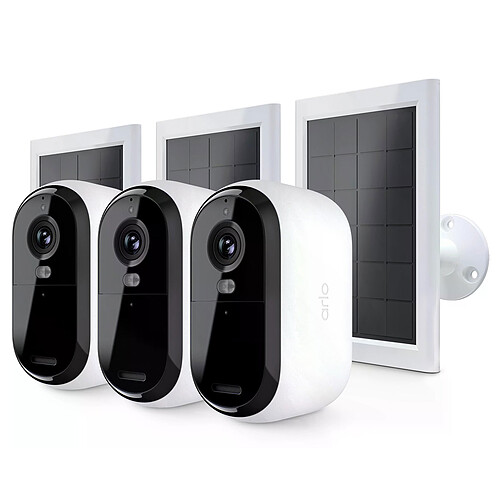 Arlo Essential 2K Outdoor + paneau solaire - Blanc (x 3) 