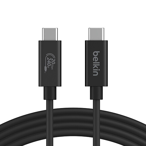 Belkin Câble USB4 20 Gbps USB-C vers USB-C - Mâle/Mâle (noir) - 2 m