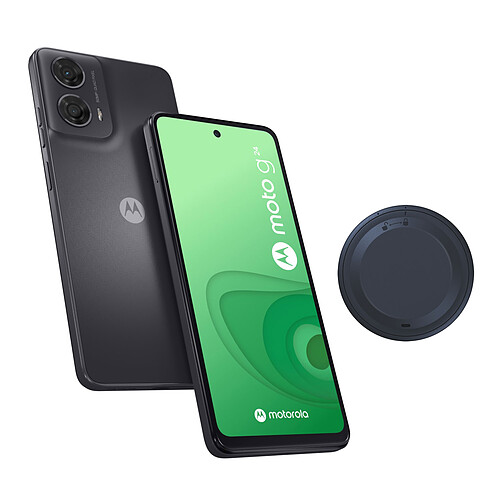 Motorola Moto G24 Noir Charbon + Moto Tag