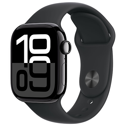 Apple Watch Series 10 GPS + Cellular 42 mm Aluminium Noir de Jais Bracelet Sport Noir M/L