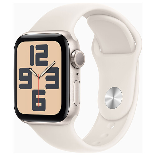 Apple Watch SE GPS (2024) 40 mm Aluminium Lumière Stellaire Bracelet Sport Lumière Stellaire S/M