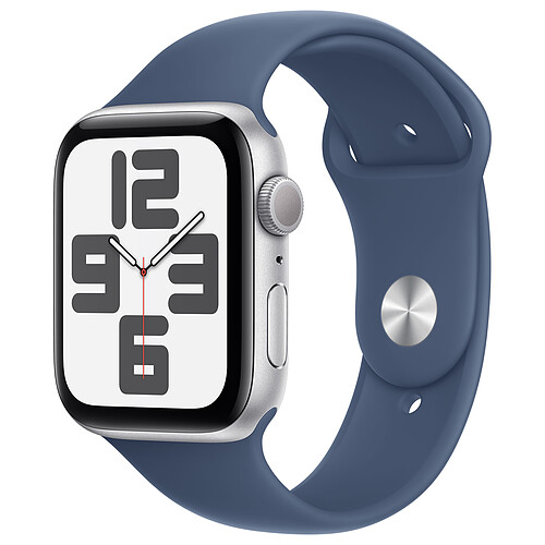 Apple Watch SE GPS (2024) 44 mm Aluminium Argent Bracelet Sport Denim S/M