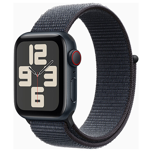 Apple Watch SE GPS + Cellular (2024) 40 mm Aluminium Minuit Bracelet Sport Textile Encre Violette