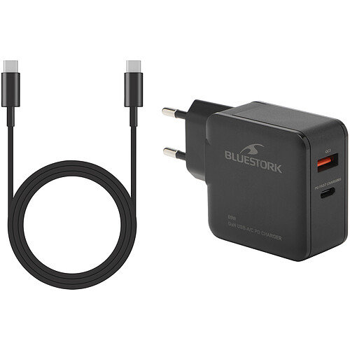 Bluestork Chargeur USB-C/A 65W GaN (Noir)