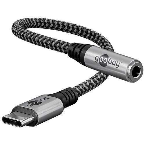 Goobay Câble USB-C vers Jack 3.5 mm (M/F) - 1.5 m - Noir/Gris