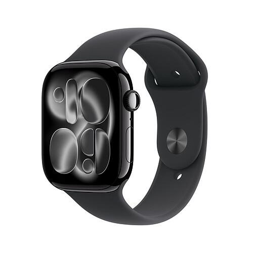 Apple Watch Series 11 GPS 46 mm Aluminium Noir de Jais Bracelet Sport Noir M/L