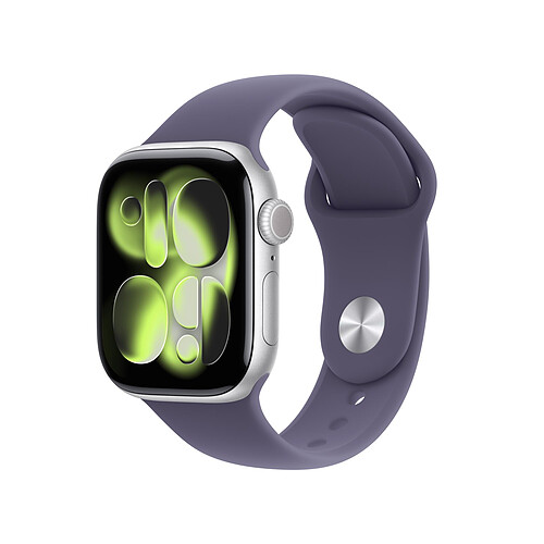 Apple Watch Series 11 GPS + Cellular 42 mm Aluminium Argent Bracelet Sport Violet M/L