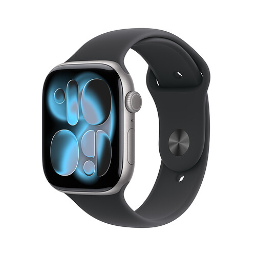 Apple Watch Series 11 GPS + Cellular 46 mm Aluminium Gris sidéral Bracelet Sport Noir M/L