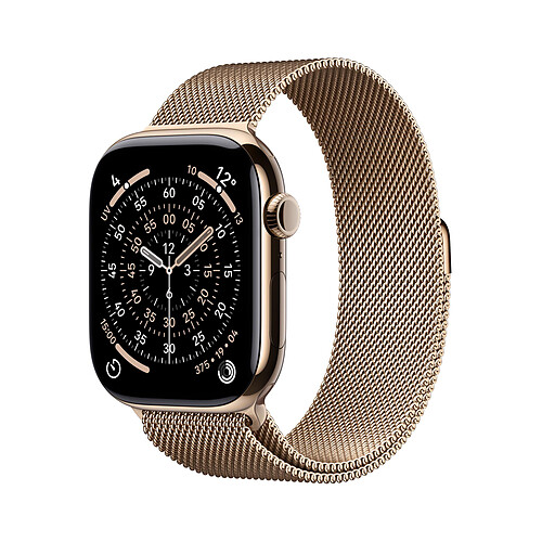 Apple Watch Series 11 GPS + Cellular 46 mm Titane Or Bracelet Milanais Or M/L