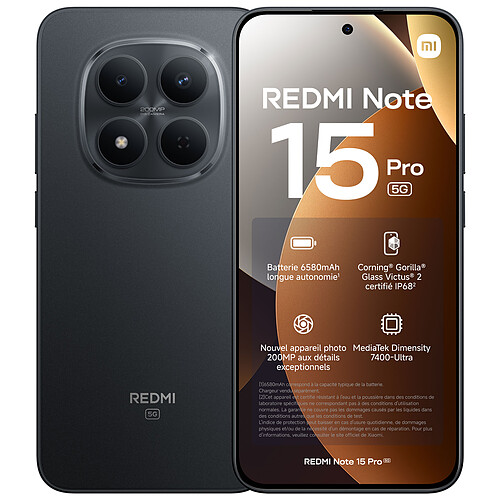 Xiaomi Redmi Note 15 Pro 5G Noir (8 Go / 512 Go)
