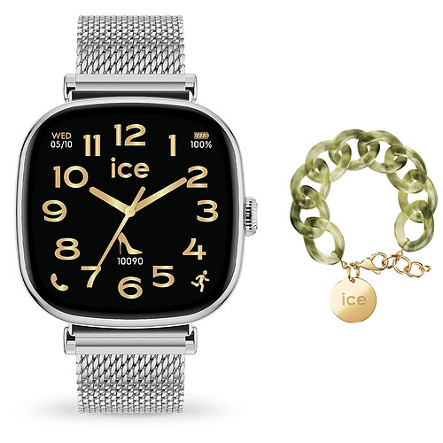 Ice Watch Ice Smart SQ 2.0 1.7 Argent + Bracelet Chaine Opaline Vert OFFERT !