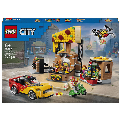 LEGO City 60496 La Pizzeria et ses Véhicules de Livraison
