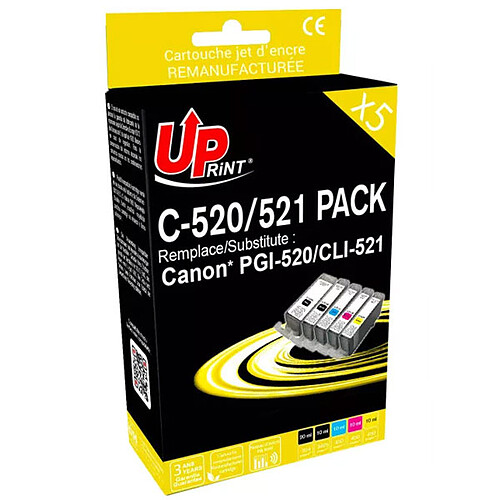 UPrint Pack de 5 Cartouches compatibles Canon PGI520/CLI521