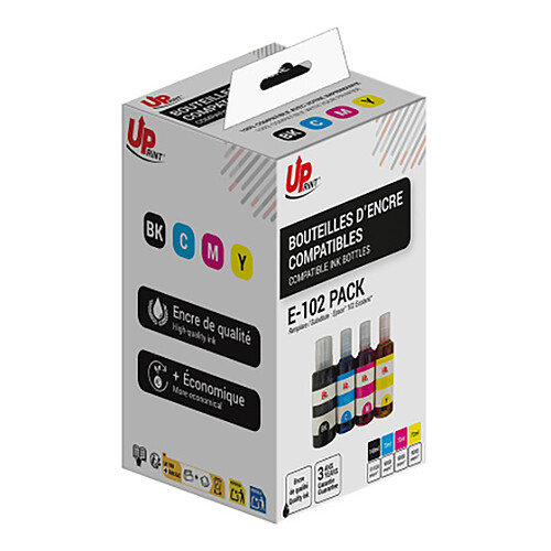 UPrint ET102UPP4 Pack de Bouteilles d'encre compatibles Epson 102 EcoTank (CMJN)
