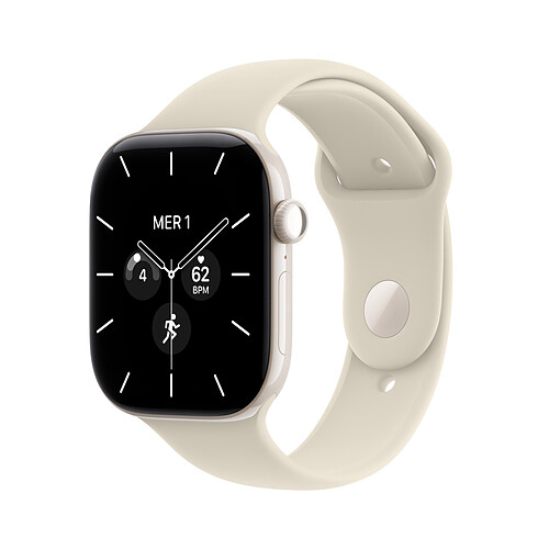 Apple Watch Series 12 GPS + Cellular 46 mm Céramique Blanc nacré Bracelet Sport Sable M/L
