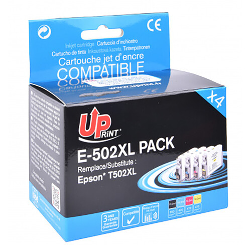 UPrint Pack de 4 Cartouches compatibles Epson 502XL Jumelles (Noir/Couleur)