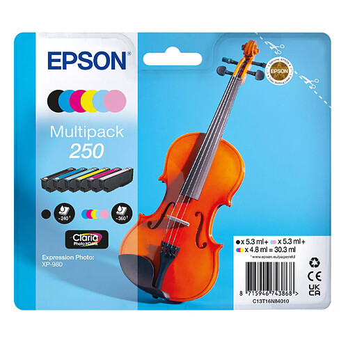 Epson multipack Violon 250 Noir, Magenta, Cyan, Jaune, Cyan clair, Magenta clair