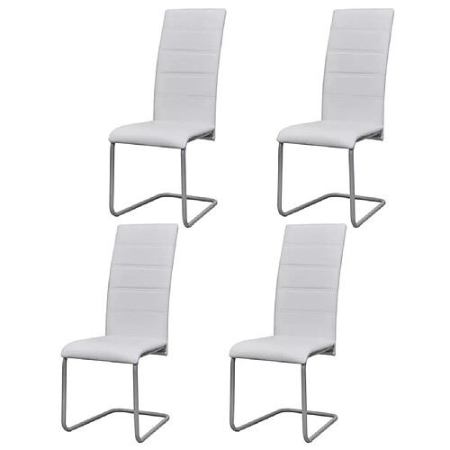 Decoshop26 Lot de 4 chaises de salle à manger cuisine cantilever confortable et moderne en synthétique blanc CDS021345