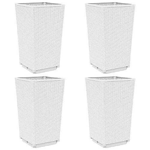 Maison Chic Lot de 4 Jardinières,Bac à fleurs - pot de fleur blanc 32,5x32,5x57 cm polypropylène -GKD91272