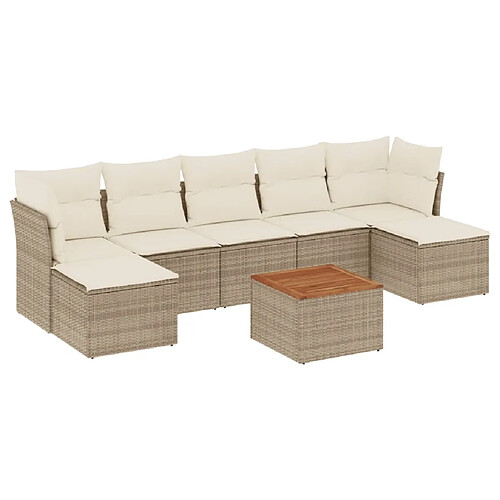 Maison Chic Salon de jardin avec coussins 8 pcs | Ensemble de Table et chaises | Mobilier d'Extérieur beige résine tressée -GKD67905