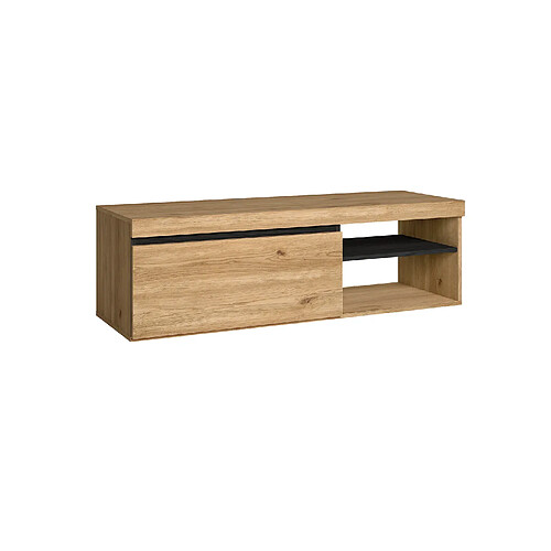 SKRAUT HOME Meuble TV NATURALE Chêne/Noir 120x40x41cm