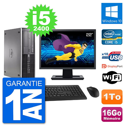 PC HP Compaq 6200 Pro SFF Ecran 22" i5-2400 RAM 16Go Disque 1To Windows 10 Wifi · Occasion