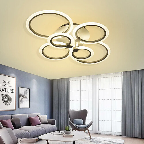 Plafonnier LED décoratif 51 W plafonnier blanc moderne cercles chambre bureau salle de réception rendement 230 V 6000K