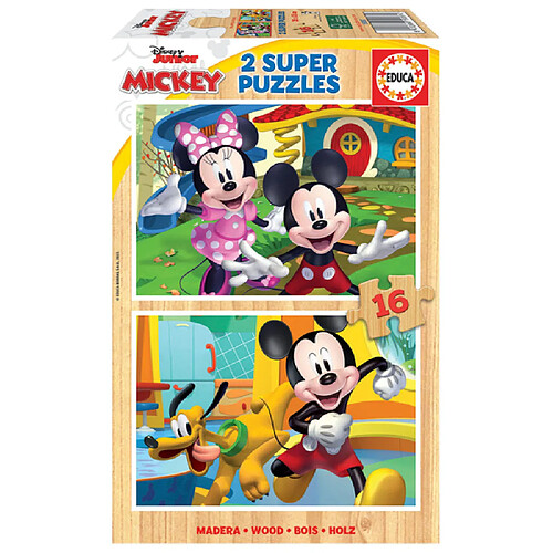 Educa Borras 2 puzzles de 16 pieces Mickey et Minnie