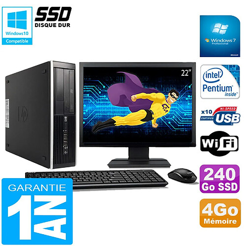 PC HP Compaq Pro 6300 SFF G630 RAM 4Go 240Go SSD Graveur DVD Wifi W7 Ecran 22" · Occasion