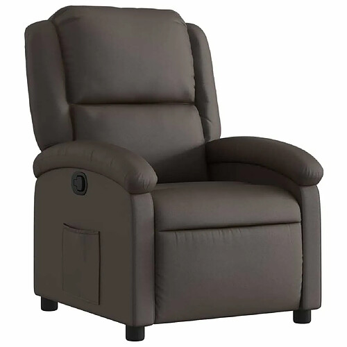 Maison Chic Fauteuil Relax pour salon, Fauteuil inclinable marron foncé cuir véritable -GKD58553