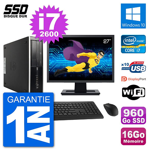 PC HP Compaq 6200 Pro SFF Ecran 27" i7-2600 RAM 16Go SSD 960Go Windows 10 Wifi · Occasion