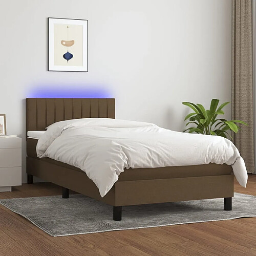 Sommier à lattes,Cadre à lattes de lit pour Adulte matelas et LED Marron foncé 100x200 cm -MN42721