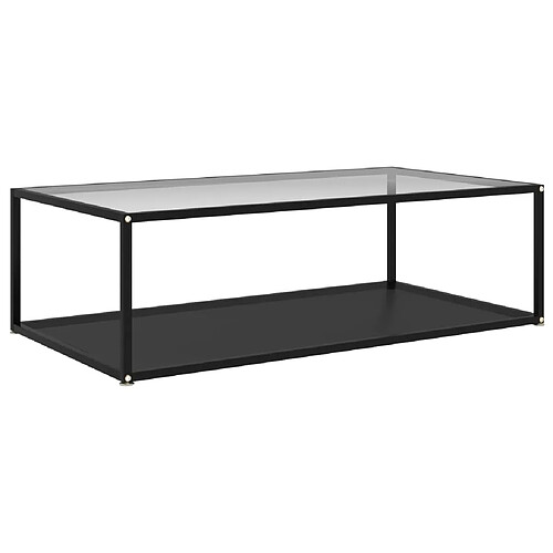 vidaXL Table basse Transparent et noir 120x60x35 cm Verre trempé